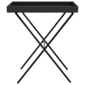 Table à plateau pliable noir 65x40x75 cm résine tressée
