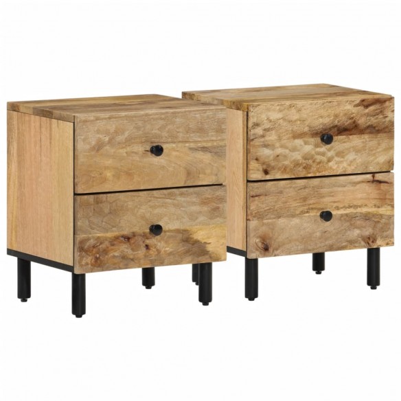 Tables de chevet 2 pcs 40x33x46 cm Bois de manguier solide