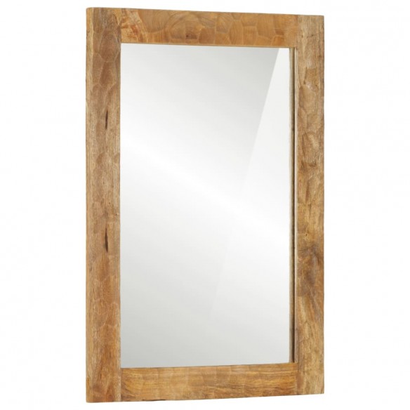 Miroir de bain 50x70x2,5 cm bois de manguier massif et verre