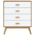 Armoire à tiroirs OLDEN blanc et marron bois de pin solide