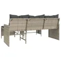 Canapé de jardin et table et coussins en forme de L gris clair