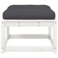 Repose-pied de jardin avec coussins blanc bois de pin massif