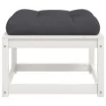 Repose-pied de jardin avec coussins blanc bois de pin massif