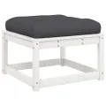 Repose-pied de jardin avec coussins blanc bois de pin massif