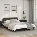 Cadre de lit et tête de lit noir et blanc 120x200 cm similicuir