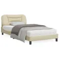 Cadre de lit avec lumières LED crème 100x200 cm tissu