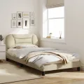 Cadre de lit avec lumières LED crème 100x200 cm tissu