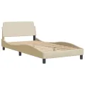 Cadre de lit avec lumières LED crème 100x200 cm tissu