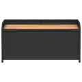 Banc de rangement noir résine tressée et bois d'acacia