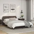 Cadre de lit avec tête de lit Marron 140x190 cm Similicuir