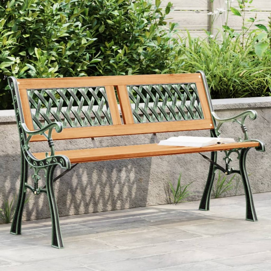 Banc de jardin 116 cm bois de sapin massif et acier