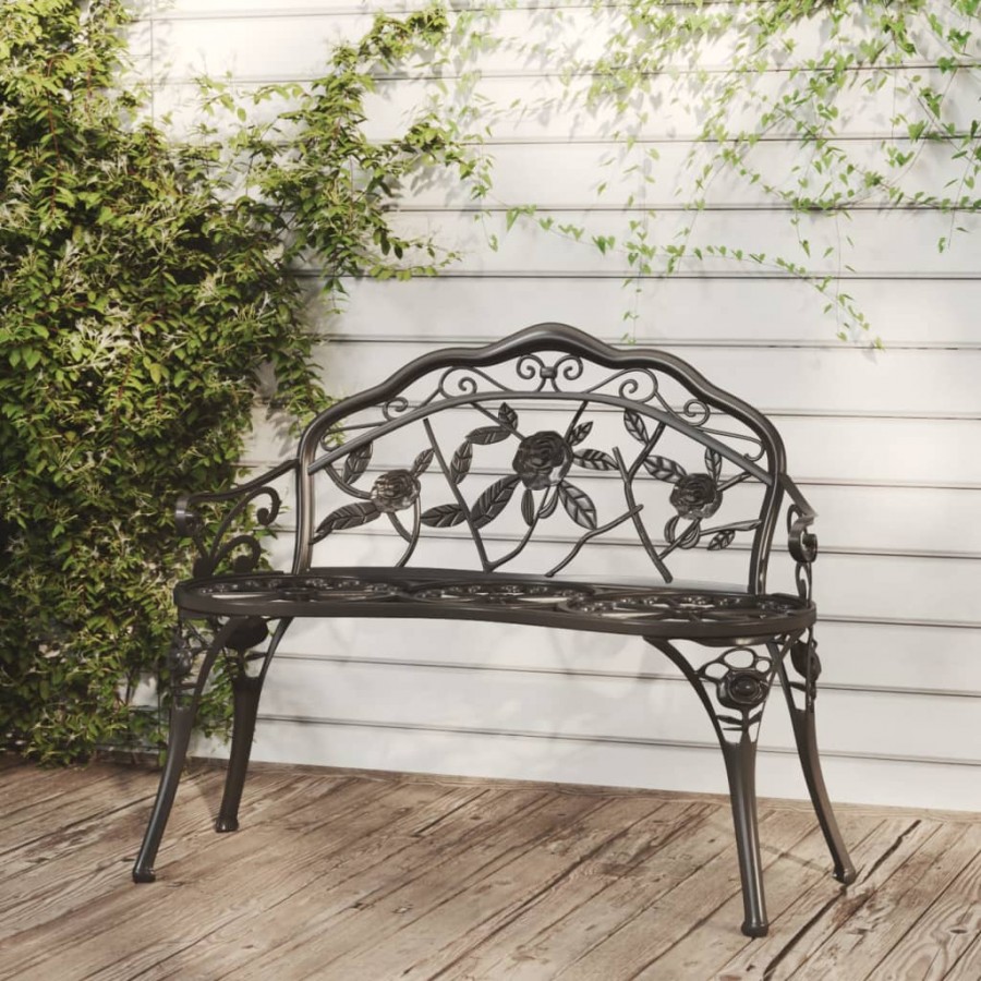 Banc de jardin 100 cm Aluminium coulé Noir