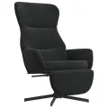Chaise de relaxation avec repose-pied Noir Velours