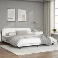 Cadre de lit avec tête de lit Blanc 180x200 cm Similicuir