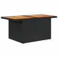 Table de jardin noir 100x55x73 cm résine tressée et bois acacia
