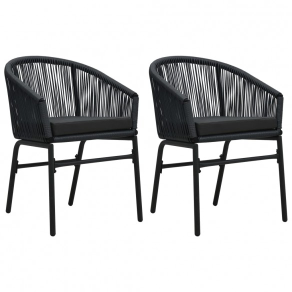 Chaises de jardin 2 pcs Noir Rotin PE