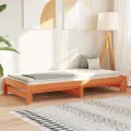 Lit de jour avec lit gigogne cire marron 90x190 cm pin massif