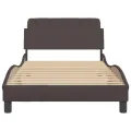 Cadre de lit avec tête de lit Marron foncé 100x200 cm Tissu