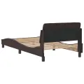 Cadre de lit avec tête de lit Marron foncé 100x200 cm Tissu