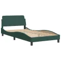 Cadre de lit avec tête de lit Vert foncé 100x200 cm Velours
