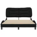 Cadre de lit avec lumières LED noir 140x200 cm tissu