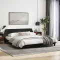 Cadre de lit avec tête de lit Noir 180 x 200 cm Tissu