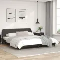 Cadre de lit avec tête de lit Noir 180x200 cm Similicuir