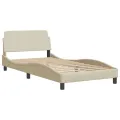 Cadre de lit avec tête de lit Crème 100x200 cm Tissu