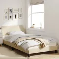 Cadre de lit avec tête de lit Crème 100x200 cm Tissu