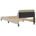 Cadre de lit avec tête de lit Crème 100x200 cm Tissu