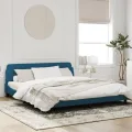Cadre de lit avec tête de lit bleu 180x200 cm velours