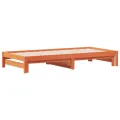 Lit de jour avec lit gigogne cire marron 90x200 cm pin massif