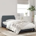 Cadre de lit avec tête de lit Gris foncé 100x200 cm Velours