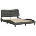 Cadre de lit avec lumières LED gris foncé 140x190 cm tissu