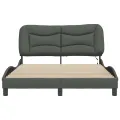 Cadre de lit avec lumières LED gris foncé 140x190 cm tissu