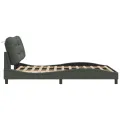 Cadre de lit avec lumières LED gris foncé 140x190 cm tissu