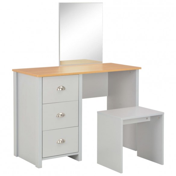 Coiffeuse avec miroir et tabouret Gris 104 x 45 x 131 cm