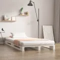 Lit de palette blanc 100x200 cm bois de pin massif