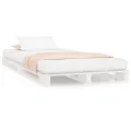 Lit de palette blanc 100x200 cm bois de pin massif