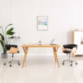 Chaise pivotante à dîner Noir Bois courbé et similicuir