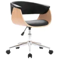 Chaise pivotante à dîner Noir Bois courbé et similicuir