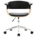 Chaise pivotante à dîner Noir Bois courbé et similicuir