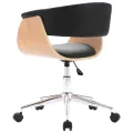 Chaise pivotante à dîner Noir Bois courbé et similicuir