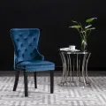 Chaises à manger lot de 2 bleu velours