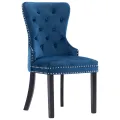 Chaises à manger lot de 2 bleu velours