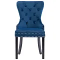 Chaises à manger lot de 2 bleu velours