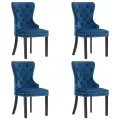 Chaises à manger lot de 4 bleu velours