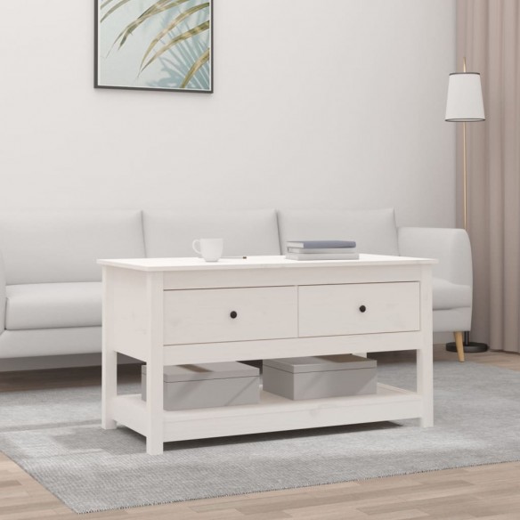 Table basse Blanc 102x49x55 cm Bois massif de pin