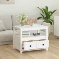 Table basse Blanc 71x49x55 cm Bois massif de pin