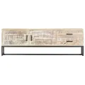 Meuble TV Blanc 140 x 30 x 45 cm Bois d'acacia massif